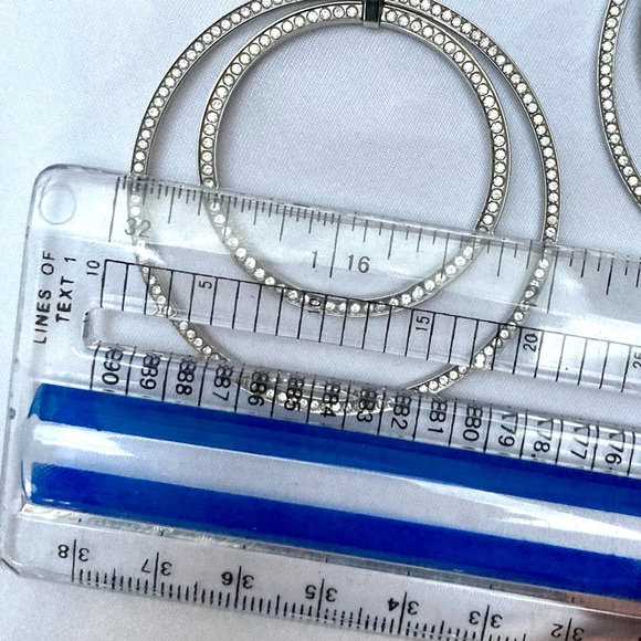 DKNY silver tone crystal glitz cascading hoop earrings - Picture 9 of 9